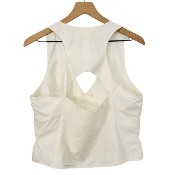 ANTHROPOLOGIE White Button Up Vest Jacket Top – Size 12 / Large - Picture 2 of 4